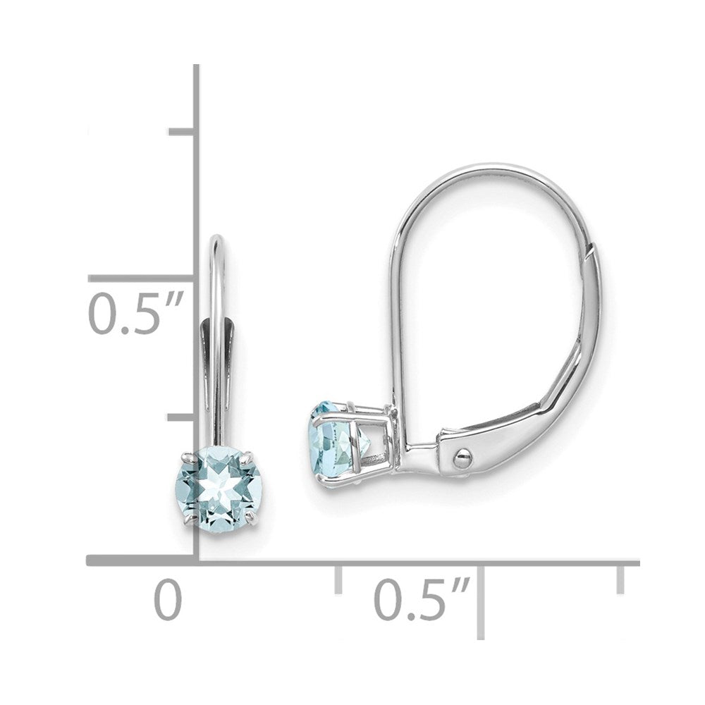 4mm Aquamarine/March Earrings in 14k White Gold
