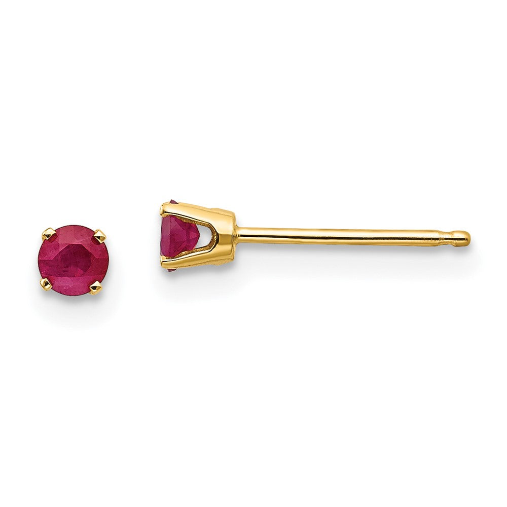 3mm July/Ruby Post Earrings in 14k Yellow Gold