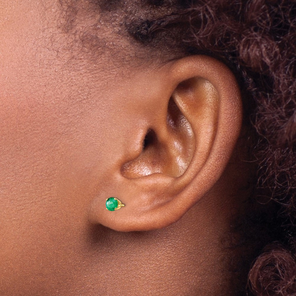 4mm May/Emerald Post Earrings in 14k Yellow Gold