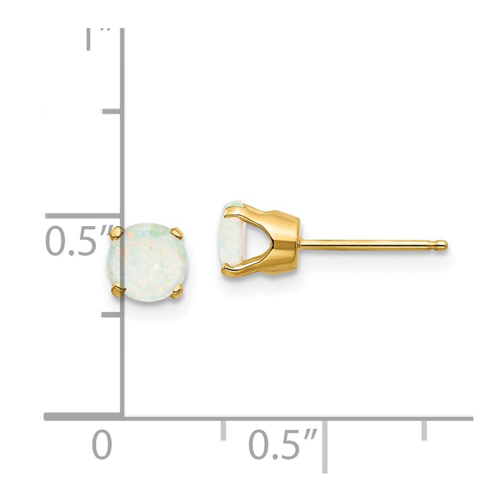 5mm Opal Earrings - October in 14k Yellow Gold