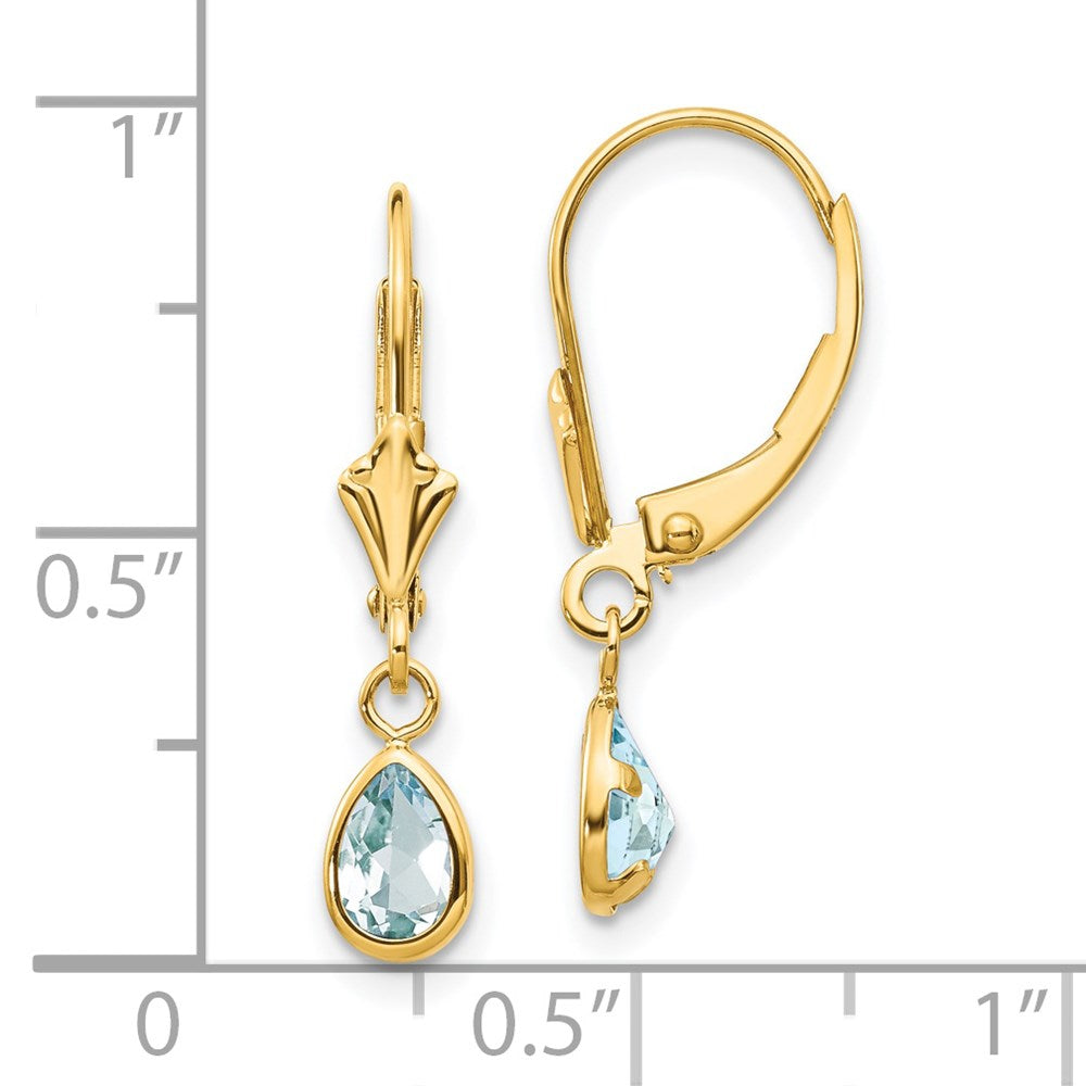 6x4mm March/Aquamarine Earrings in 14k Yellow Gold