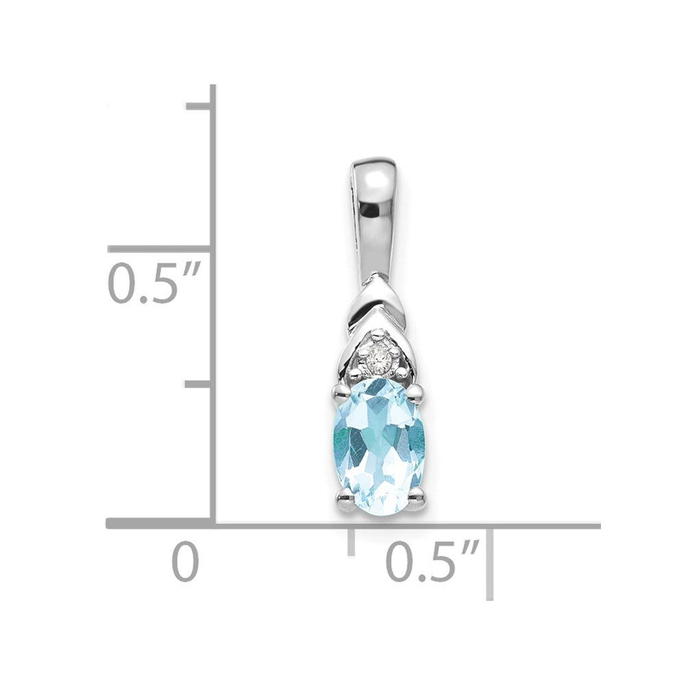 Aquamarine & Diamond Pendant in 14k White Gold