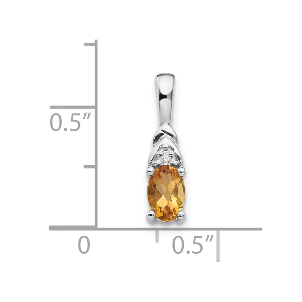 Citrine & Diamond Pendant in 14k White Gold