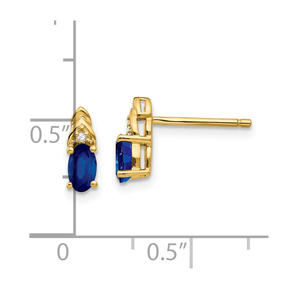 Sapphire & Diamond Earrings in 14k Yellow Gold