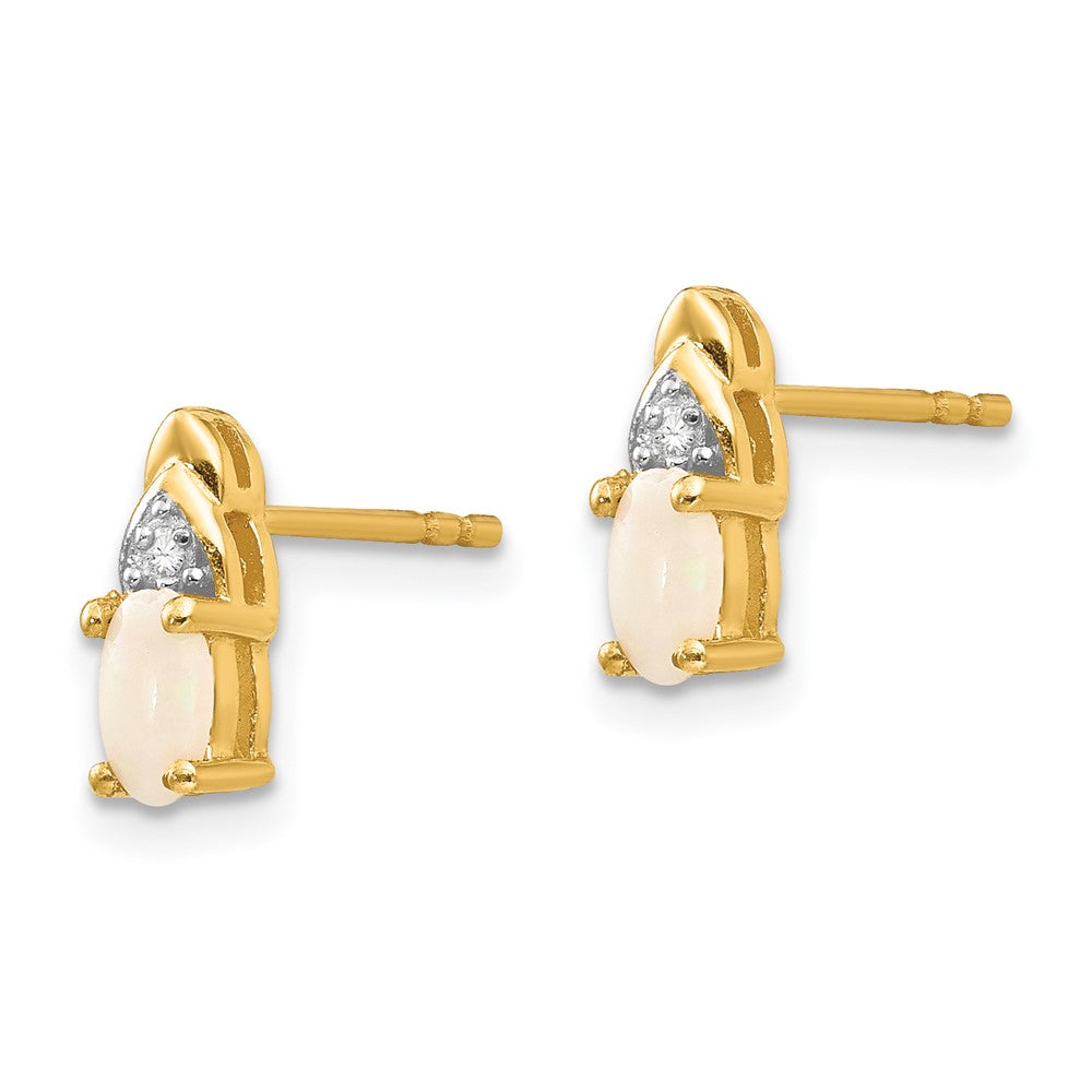 Opal & Diamond Earrings in 14k Yellow Gold