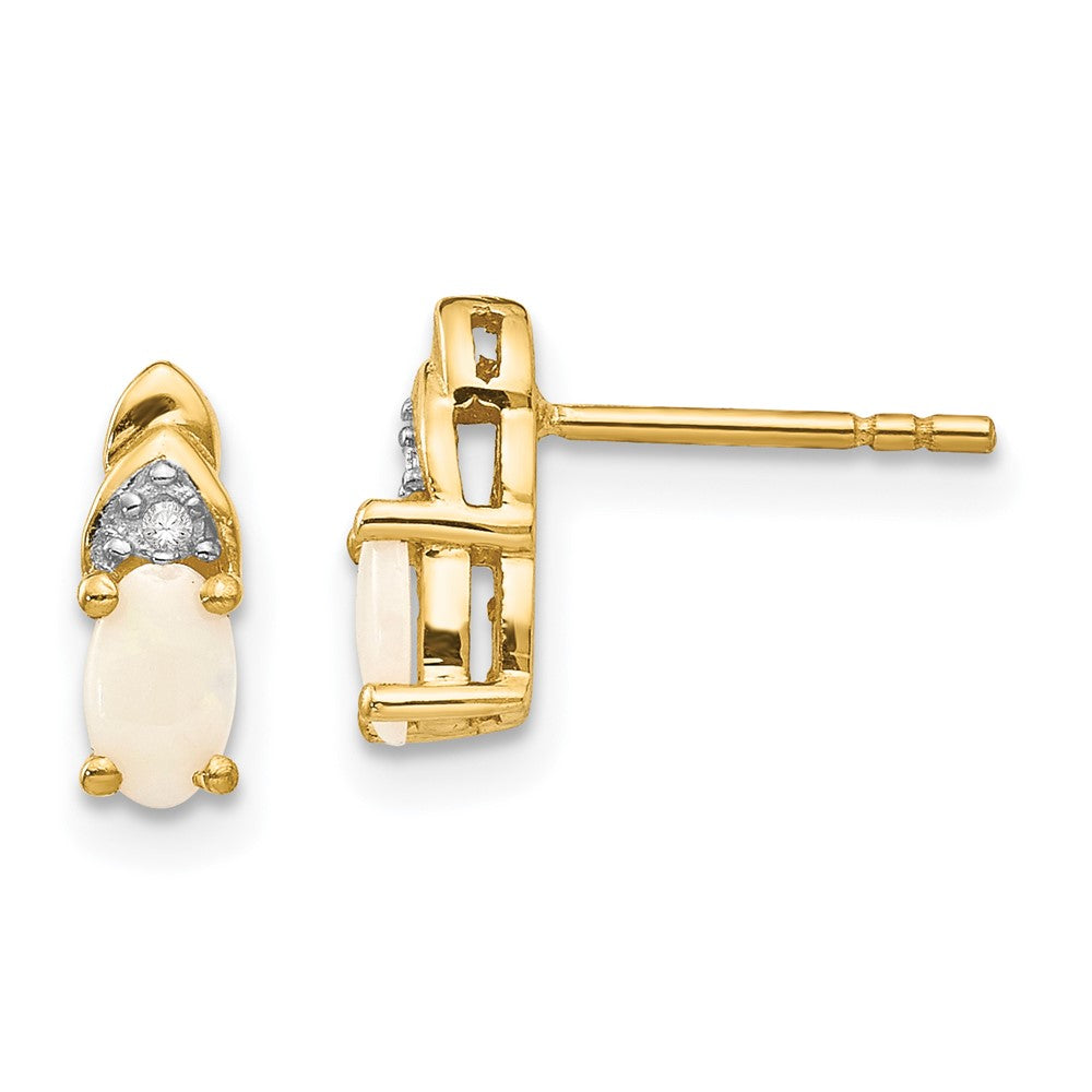 Opal & Diamond Earrings in 14k Yellow Gold