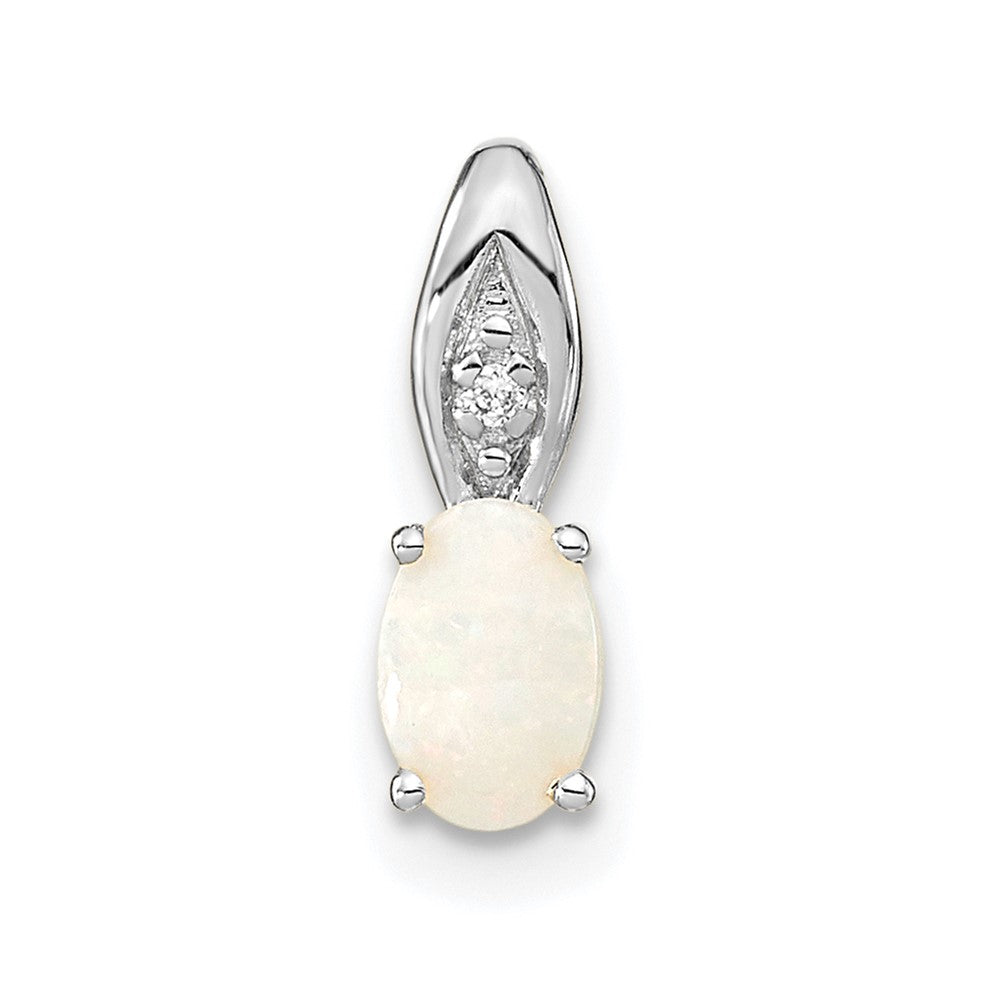 Opal & Diamond Pendant in 14k White Gold