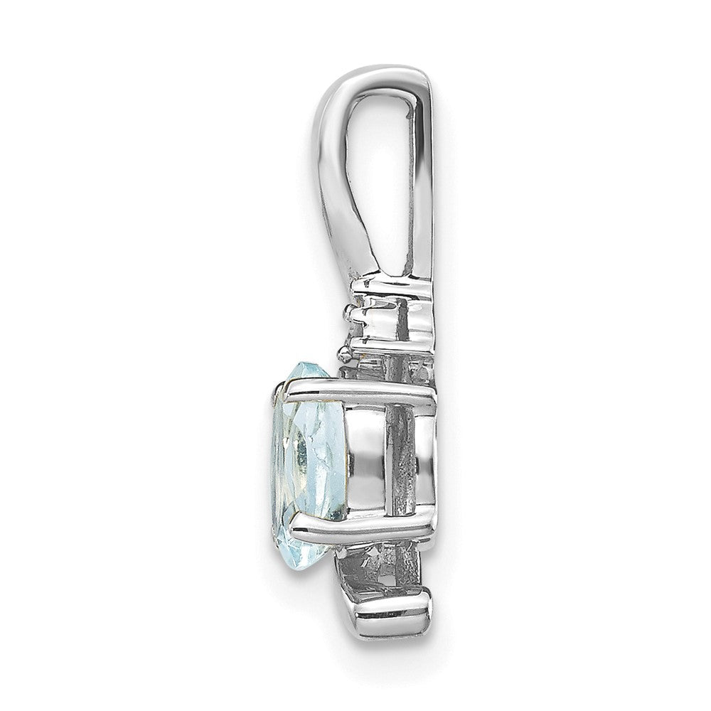 Aquamarine & Diamond Pendant in 14k White Gold