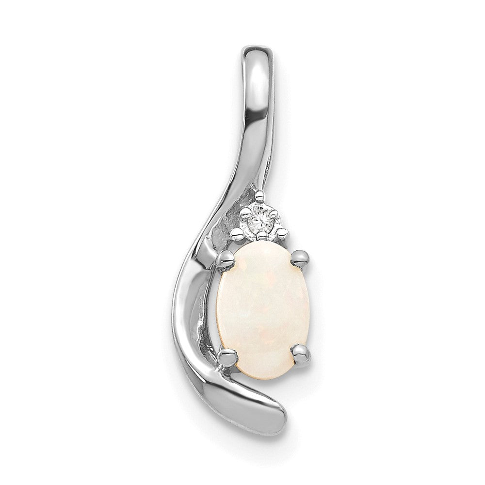 Opal & Diamond Pendant in 14k White Gold