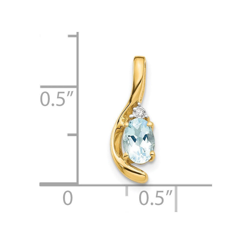 Aquamarine & Diamond Pendant in 14k Yellow Gold