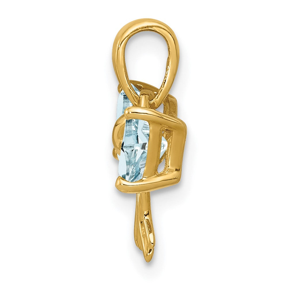 14k Gold Polished Aquamarine Bow Pendant
