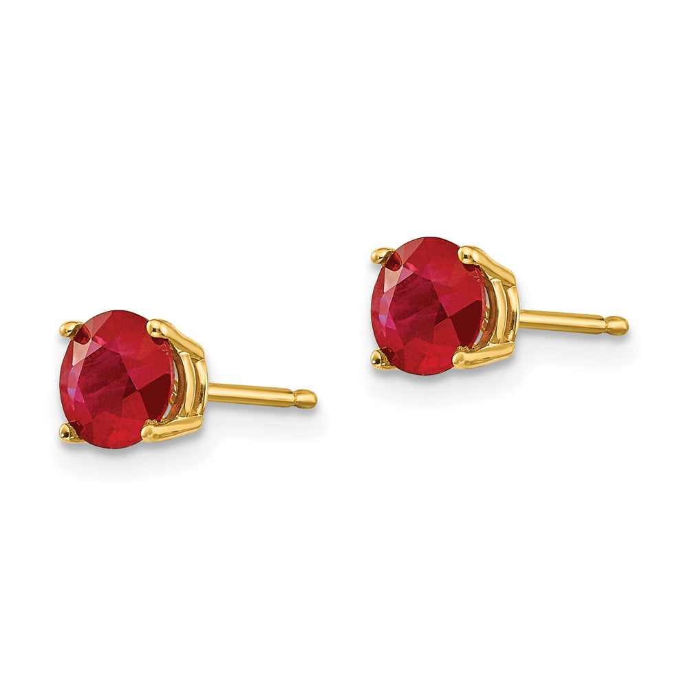 Ruby Post Earrings in 14k Yellow Gold