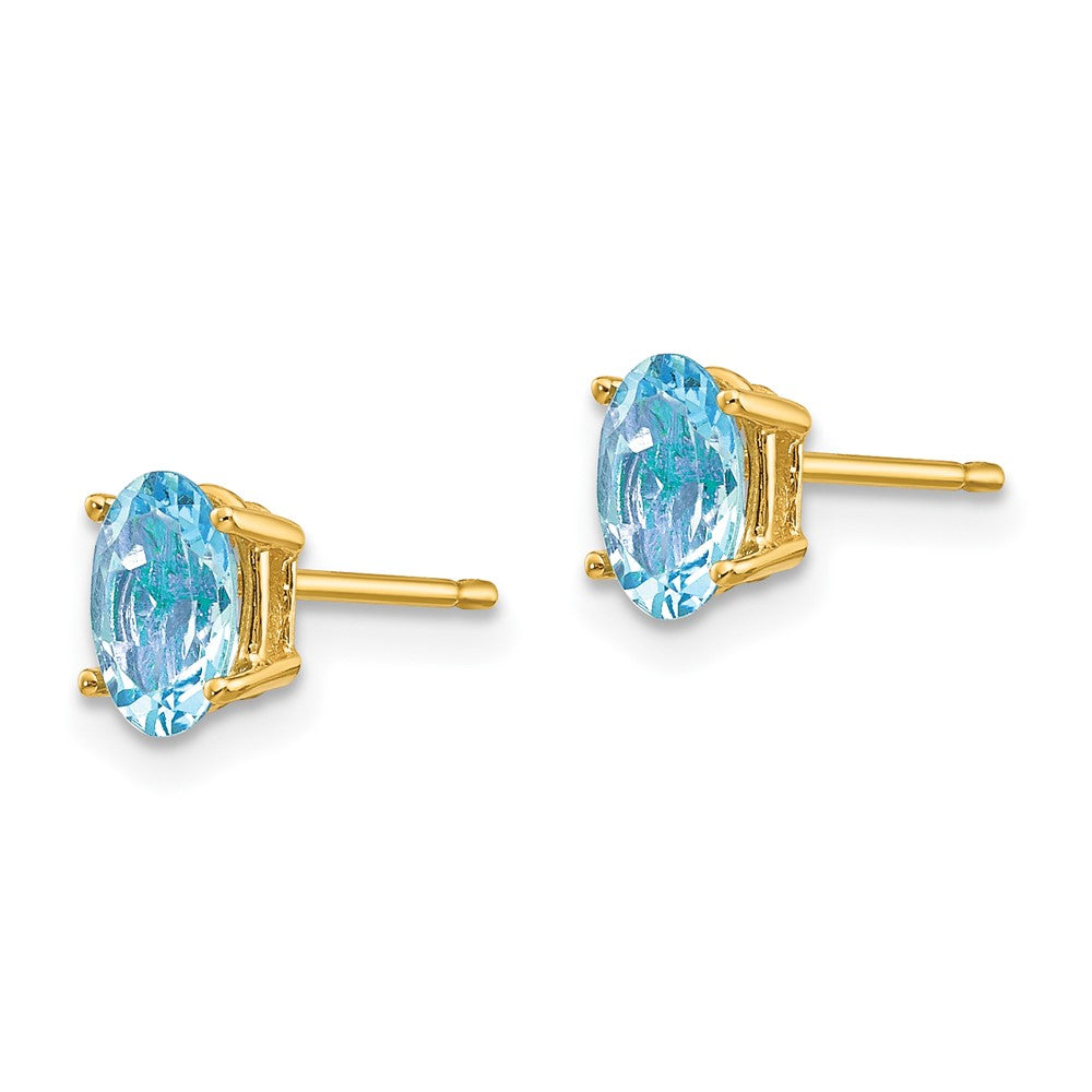 Aquamarine Post Earrings in 14k Yellow Gold