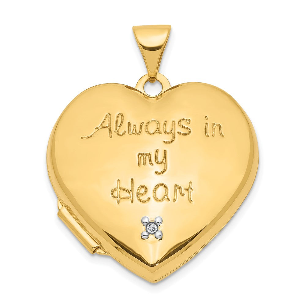 Two-tone Diamond Always in my Heart w/ Heart Charm Inside 21mm Heart Locket in 14k Yellow & White Gold