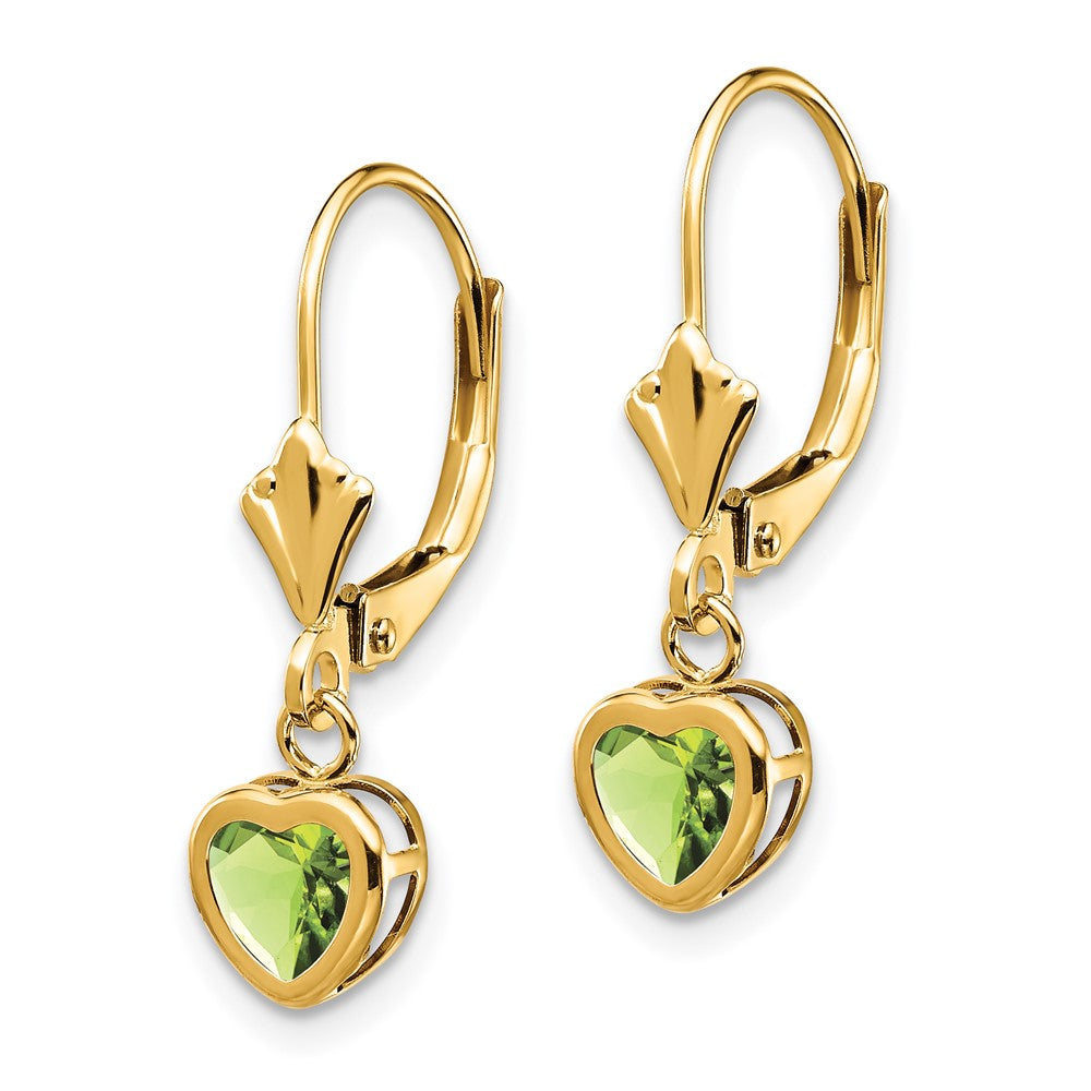 5mm Heart Peridot Earrings in 14k Yellow Gold