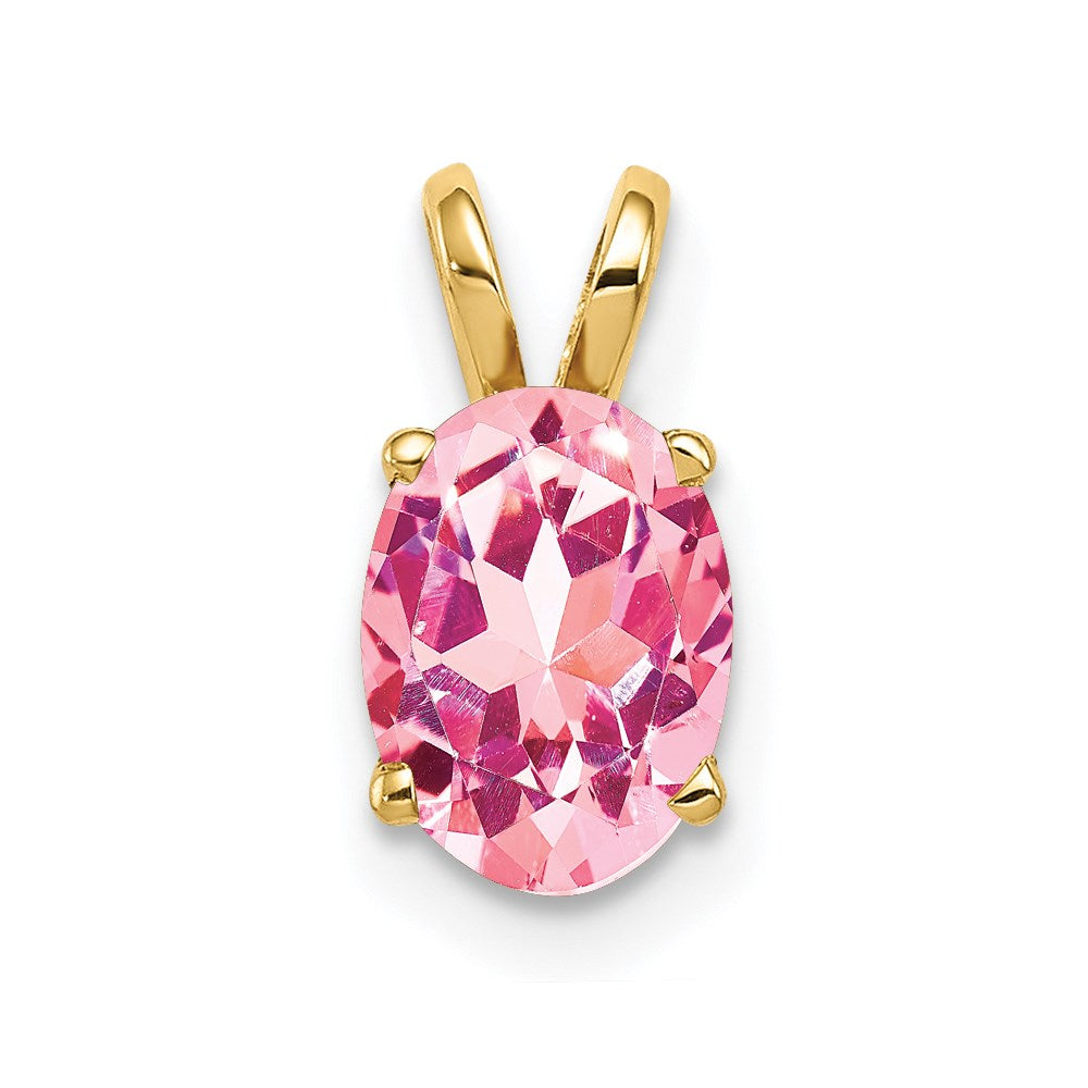 8x6mm Oval Pink Tourmaline pendant in 14k Yellow Gold