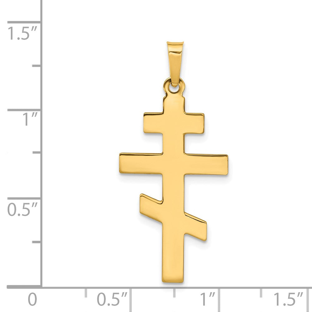 Eastern Orthodox Cross Charm in 14k Yellow Gold