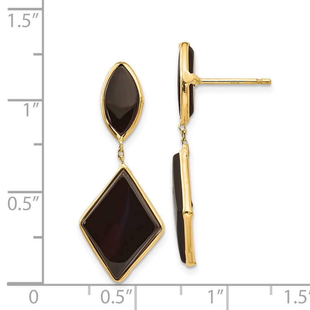 Onyx Dangle Earrings in 14k Yellow Gold