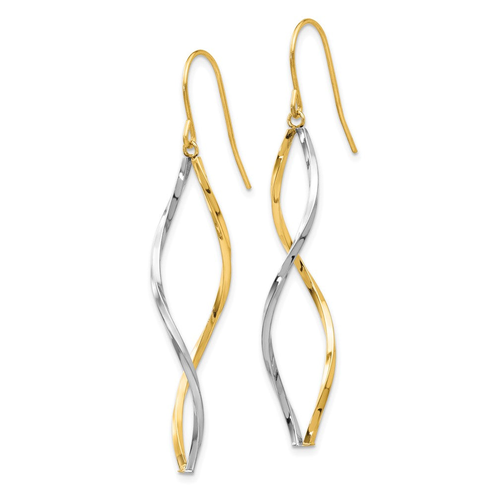 Two-tone Twist Dangle Earrings in 14k Yellow & White Gold