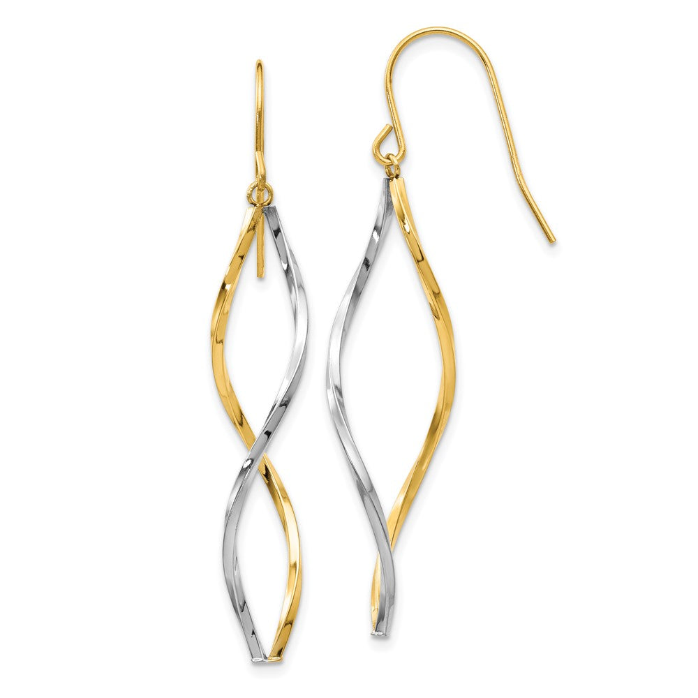 Two-tone Twist Dangle Earrings in 14k Yellow & White Gold