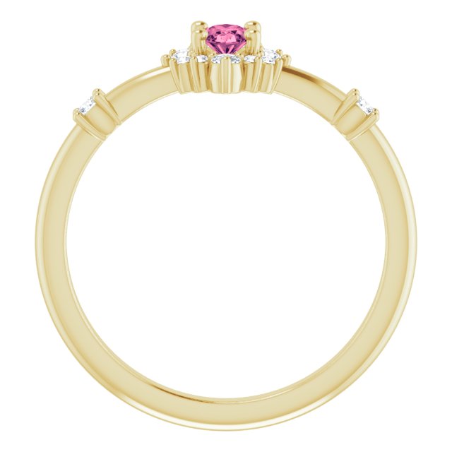 Oval Natural Pink Tourmaline & 1/6 CTW Natural Diamond Halo-Style Ring