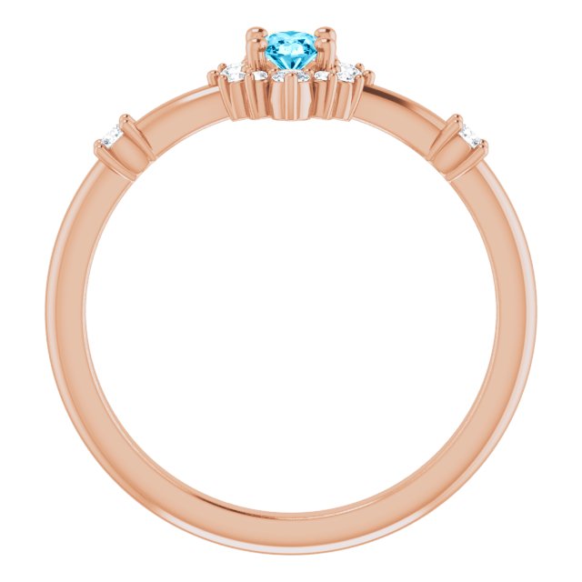 Oval Natural Aquamarine & 1/6 CTW Natural Diamond Halo-Style Ring