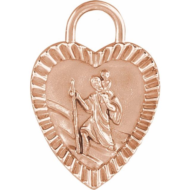 St. Christopher Heart Medal Charm/Pendant