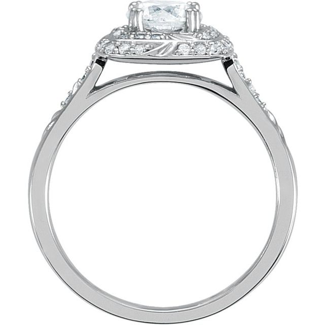 5.75mm Round CZ and 1/5 CTW Natural Diamond Engagement RIng