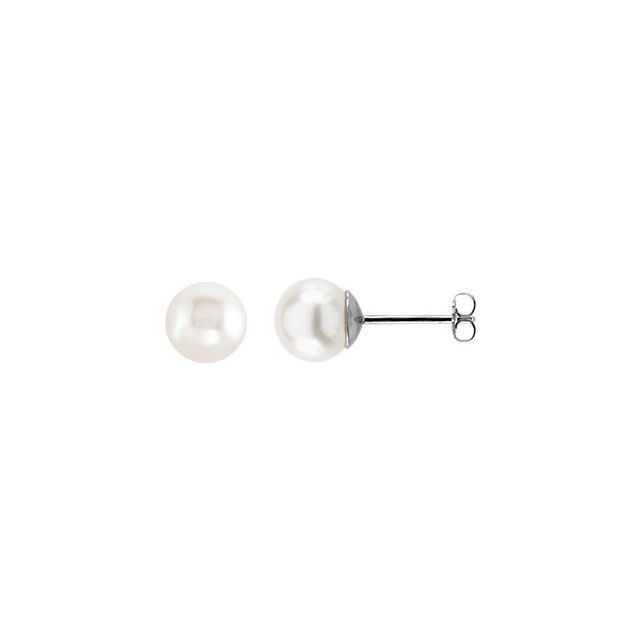 8.0-8.5mm Cultured White Freshwater Pearl Earrings