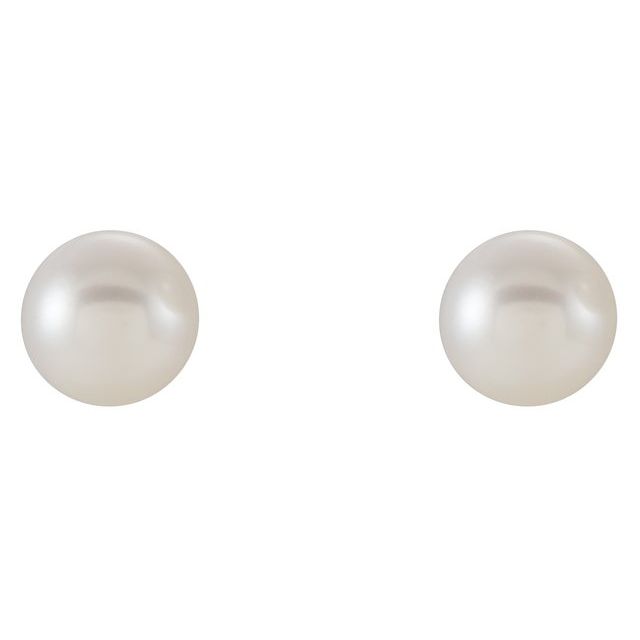 6-6.5mm Cultured White Freshwater Pearl Earrings
