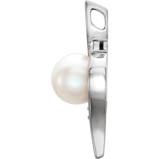 Cultured White Freshwater Pearl & .03 CTW Natural Diamond Pendant