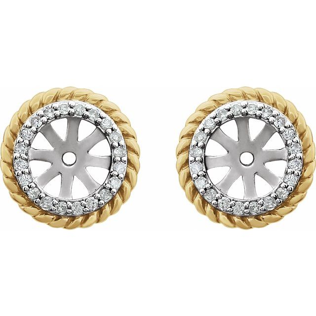 Gold-Plated 1/8 CTW Diamond Rope Earring Jackets with 5.4mm ID