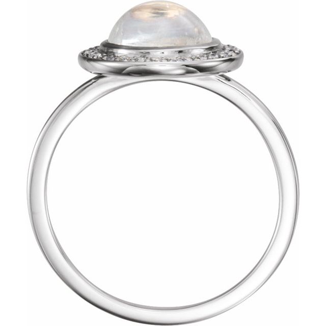 Round Natural Rainbow Moonstone & 1/8 CTW Natural Diamond Halo-Style Ring