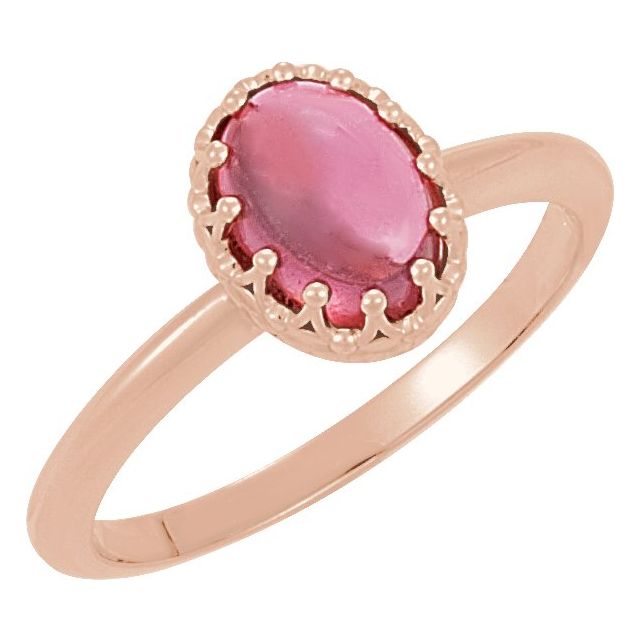 Natural Pink Tourmaline Crown Ring