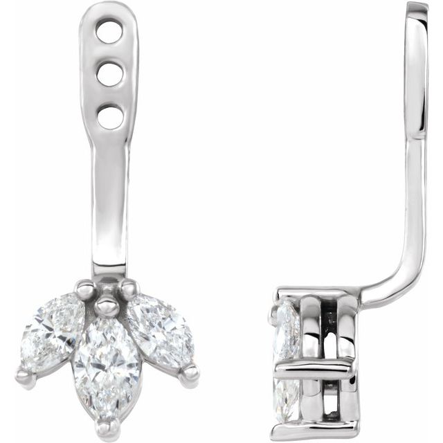 1/4 CTW Natural Diamond Cluster Front-Back Earring Jackets