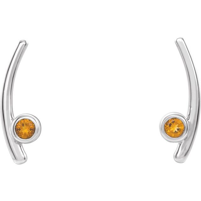 Round Natural Citrine Ear Climbers