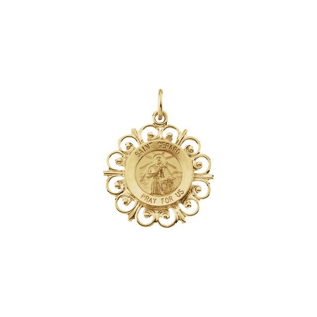 St Gerard Gold Saint Necklace St Gerard Pendant Gold 14K Gold St