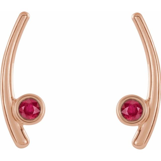 Round Natural Ruby Ear Climbers