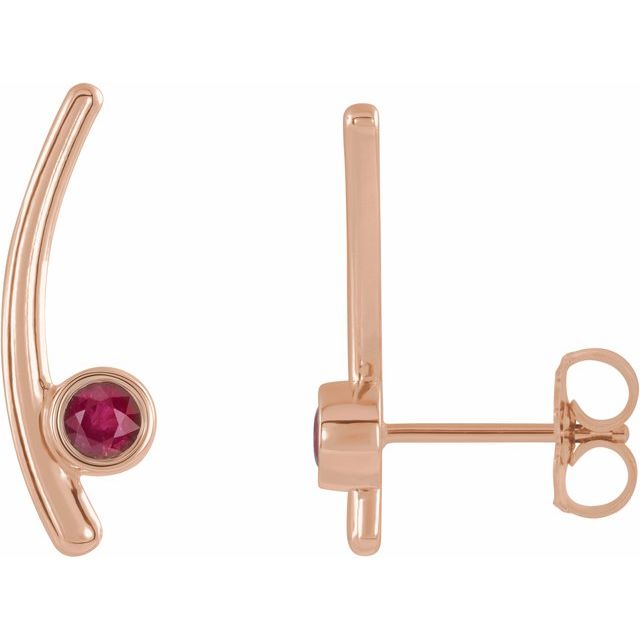 Round Natural Ruby Ear Climbers