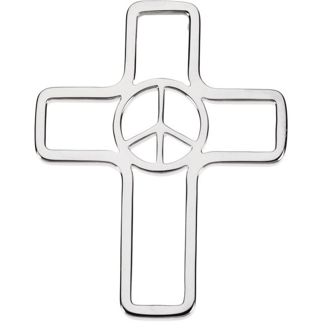 36.75x29.25mm Peace Sign Cross Pendant