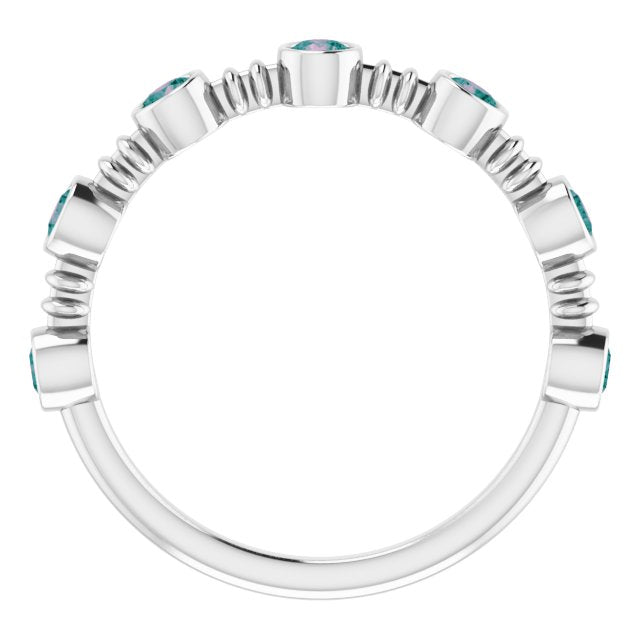Round Lab-Grown Alexandrite Bezel-Set Ring