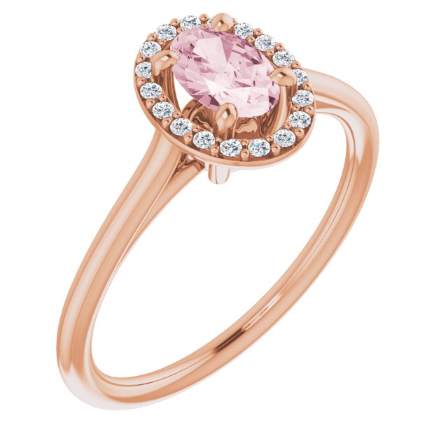 Oval Natural Pink Morganite & 1/10 CTW Natural Diamond Ring