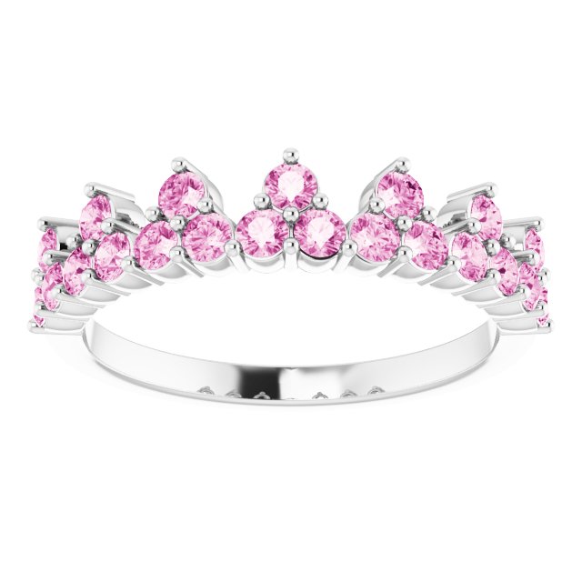 Round Natural Pink Sapphire Crown Ring