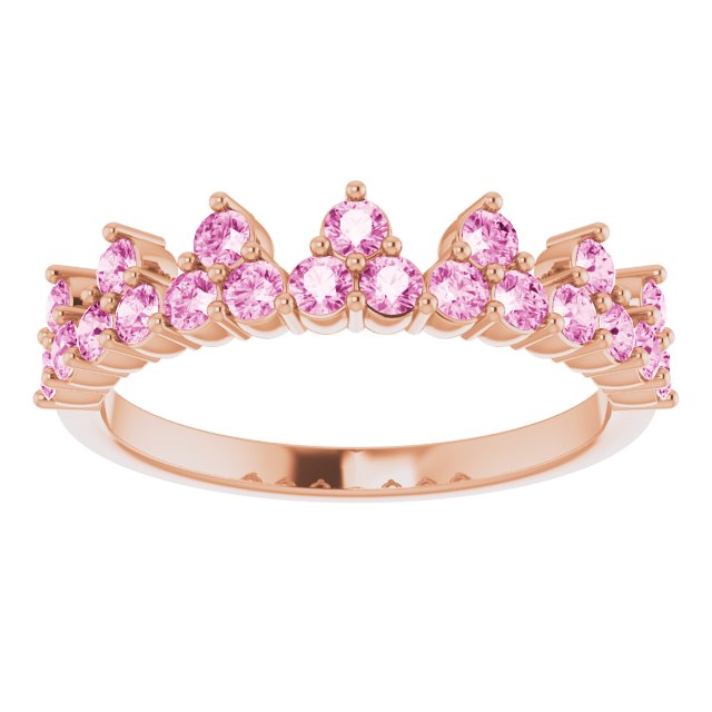 Round Natural Pink Sapphire Crown Ring