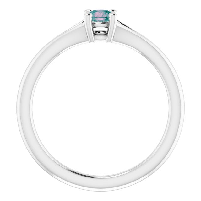Round Lab-Grown Alexandrite Youth Solitaire Ring