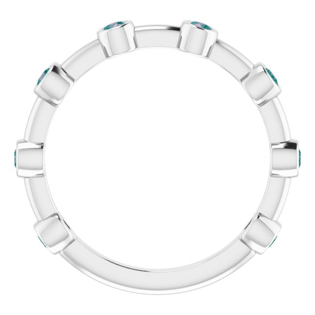 Round Natural Alexandrite Bezel-Set Bar Ring