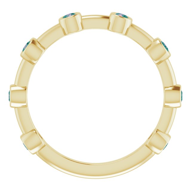 Round Natural Alexandrite Bezel-Set Bar Ring