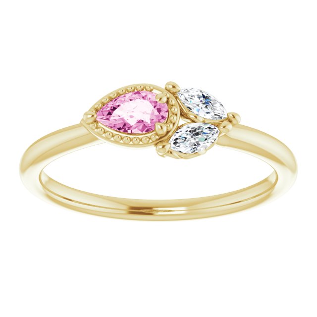 Pear Natural Pink Sapphire & 1/6 CTW Natural Diamond Ring