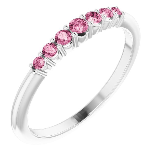 Round Natural Pink Tourmaline Stackable Ring