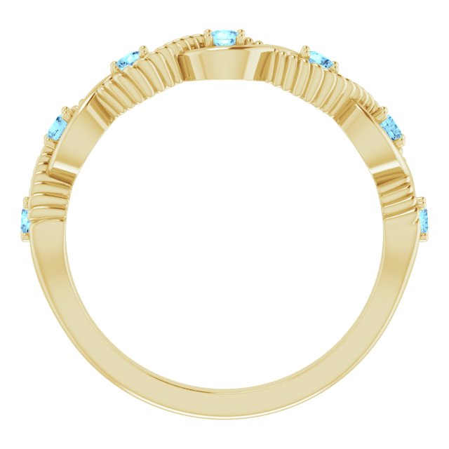 Round Natural Aquamarine Stackable Ring